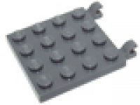 Lego Platte Modified 4 x 4 with Clips Horizontal (thick open O clips), neues dunkelgrau, neu