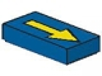 Fliese 1 x 2  blau mit gelben Pfeil  3069bp06