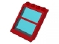 Dachfenster mit Strebe 4 x 4 x 3, rot ,  Glas hellblau, 6159c01