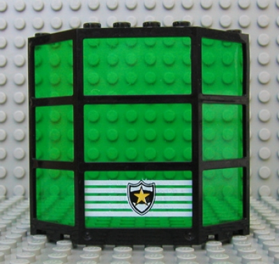 Erkerfenster 3x8x6 schwarz mit grünem Glas und Police