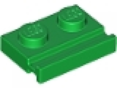 Platte 1 x 2 mit Führungschiene grün 32028