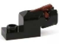 Minifigure, Weapon Gun, Mini Blaster / Shooter with rotbraun Trigger (15391 / 15392), schwarz