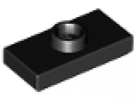 Plate, Modified 1 x 2 with 1 Stud with Groove and Inside Stud Holder (Jumper) schwarz