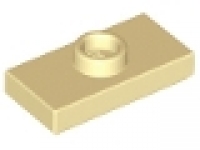 Plate, Modified 1 x 2 with 1 Stud with Groove and Inside Stud Holder (Jumper) tan