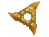 Minifigure, Weapon Shuriken Throwing Star with Textured Grips, pearl gold