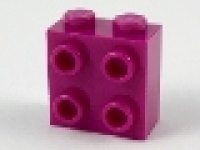 LEGO Stein 22885, Modified 1 x 2 x 1 2/3 with Studs on Side magenta, neu