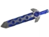 Minifigure, Weapon Sword, Long with Molded Flexible Rubber Flat Silver Tip and Angular Crossguard Pattern, tr blau