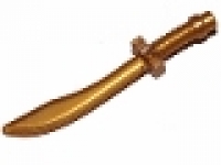 Minifigure, Weapon Sword, Saber/Dao Curved Blade and Hilt with Bar End, pearl gold