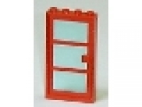 Sprossentür rot mit tr hellblauem Glas, mit Rahmen rot