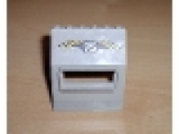 Panel 3 x 6 x 6 Sloped with Window with '75' and Yellow Stripes Pattern (Sticker) - Set 6575, altes hellgrau