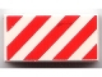 Fliese 1 x 2 weiß mit roten Schrägstreifen 3069bpb0034