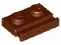 Platte 1 x 2 mit Führungschiene rotbraun 32028