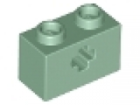 Technikstein 1 x 2 mit Kreuzloch sandgrün 32064