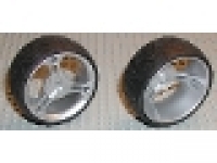 Wheel 70 x 28 mm Futuristic with Black Tire 70 x 28 mm Futuristic (32077 / 32078), chrom, 32077c01