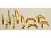 Minifigure, Weapon Pack Hooks, Knives, and Swords, 10 in Bag (Multipack) pearlgold, neu & ovp