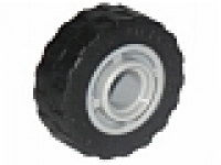 Wheel 11mm D. x 8mm with Center Groove with Black Tire 17.5 x 6 Shallow Staggered Treads (42610 / 51011u), neues hellgrau
