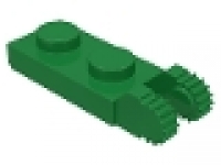 Lego Raster- Scharnier Platte 1 x 2 mit 2 Fingern am Ende 44302 grün