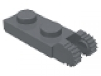 Lego Raster- Scharnier Platte 1 x 2 mit 2 Fingern am Ende 44302  neues dunkelgrau