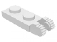 Lego Raster- Scharnier Platte 1 x 2 mit 2 Fingern am Ende 44302 weiß