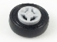 Wheel 8mm D. x 6mm with Black Tire 14mm D. x 4mm Smooth Small Single (4624 / 3139), neues hellgrau