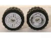 Wheel 18mm D. x 14mm with Pin Hole, Fake Bolts and Shallow Spokes with Black Tire 24 x 14 Shallow Tread (55981 / 30648), neues hellgrau