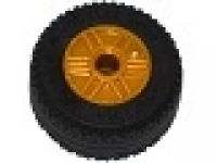 Wheel 18mm D. x 14mm with Pin Hole, Fake Bolts and Shallow Spokes with Black Tire 30.4 x 14 VR Solid (55981 / 58090) gold