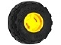 Yellow Wheel 11mm D. x 12mm, Hole Notched for Wheels Holder Pin with Black Tire 24 x 12 R Balloon (6014b / 56890)