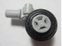 Technic Pin with Dual Wheels Holder with Light Bluish Gray Wheels and Black Tires (61483 / 4624 / 59895), neues hellgrau