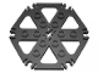 Lego Technic, Plate Rotor 6 Blade with Clip Ends Connected (Water Wheel) - Hollow Studs, schwarz, neu