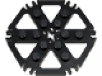Lego Technic, Plate Rotor 6 Blade with Clip Ends Connected (Water Wheel) - Solid Studs, schwarz