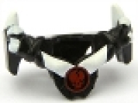 Minifigure Armor Breastplate with Shoulder Spikes White Up and Ninjago Cracked Red Skull Pattern 93057pb02, schwarz