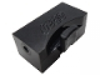 Train Brick 2 x 4 x 1 1/3 Sliding Block with Wheels Holder, Type b with Ledge, schwarz
