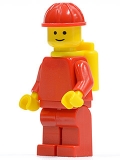 Lego Figur  rot,  mit Sauerstoff und Bauhelm pln130
