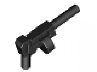 Black Minifig, Weapon Gun, Pistol Automatic Long Barrel and Round Magazine