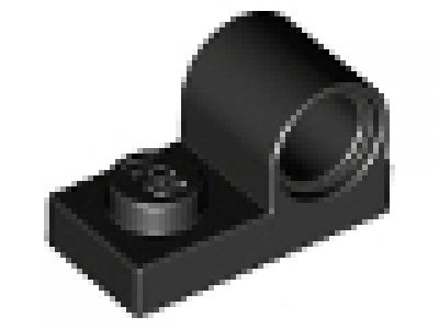 Lego Platte, Modified 1 x 2 with Pin Hole on Top, schwarz, neu