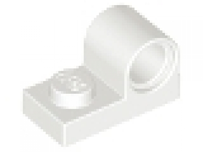 Lego Plate, Modified 1 x 2 with Pin Hole on Top, weiß, neu
