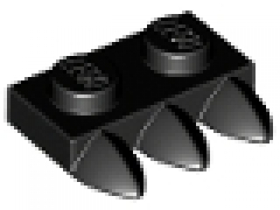 1 x 2 Platte mit 3 Spitzen schwarz , neu