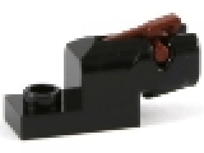 Minifigure, Weapon Gun, Mini Blaster / Shooter with rotbraun Trigger (15391 / 15392), schwarz