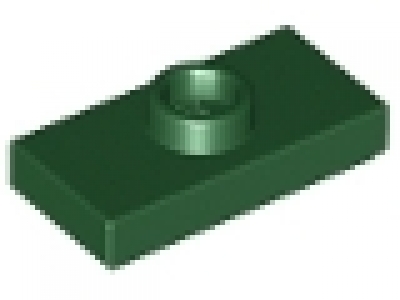 Plate , Modified 1 x 2 with 1 Stud with Groove and Inside Stud Holder (Jumper) dunkelgrün