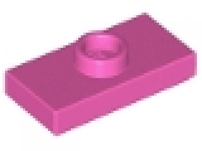 Plate, Modified 1 x 2 with 1 Stud with Groove and Inside Stud Holder (Jumper)  dunkelpink