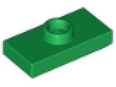 Plate , Modified 1 x 2 with 1 Stud with Groove and Inside Stud Holder (Jumper) grün