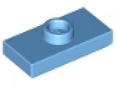 Plate, Modified 1 x 2 with 1 Stud with Groove and Inside Stud Holder (Jumper) mittelblau