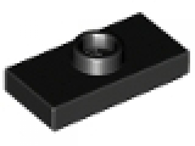 Plate, Modified 1 x 2 with 1 Stud with Groove and Inside Stud Holder (Jumper) schwarz
