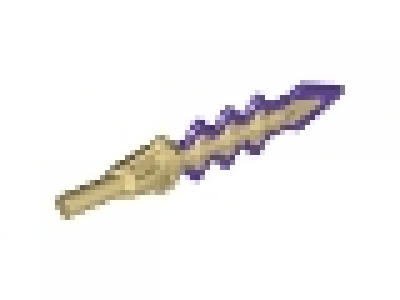 Minifigure, Weapon Sword, Serrated with Snake Skull Hilt and Dark Purple Blade Pattern, tan