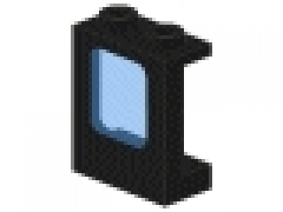 Flugzeugfenster 1x2x2 schwarz , Glas tr hellblau