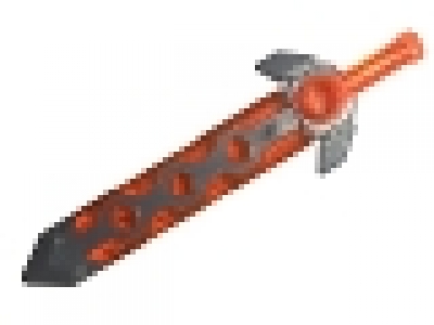 Minifigure, Weapon Sword, Long with Molded Flexible Rubber Flat Silver Tip and Angular Crossguard Pattern, tr neon orange
