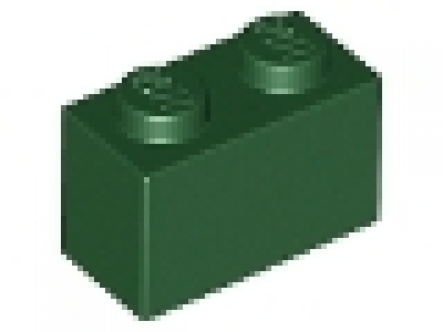 Stein 1x2 dunkelgrün neu