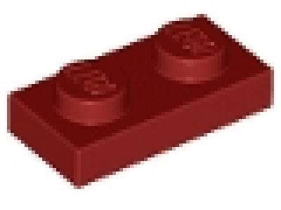 Platte 1x2   dunkelrot neu