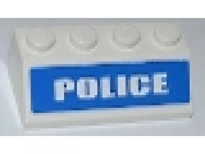 2 x 4 Schrägstein 3037pb021 weiß ( POLICE )