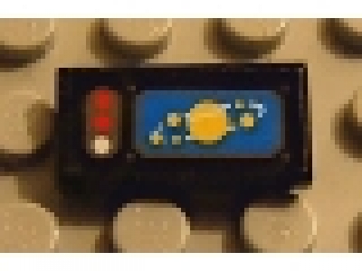 Tile 1 x 2 with Groove with 3 Buttons, Solar System Display Pattern (Sticker) - Set 8480, 3069bpb0068